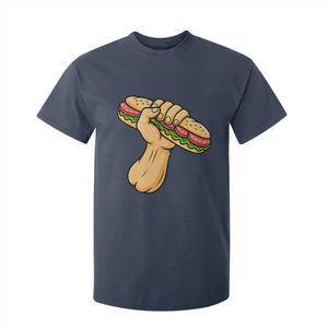 Sandwich Power Fist T Shirt For Kid Sarcastic Food Revolution Political Satire TS02 Navy Print Your Wear