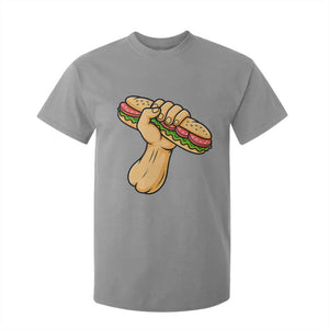 Sandwich Power Fist T Shirt For Kid Sarcastic Food Revolution Political Satire TS02 Sport Gray Print Your Wear