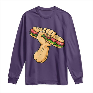 Sandwich Power Fist Long Sleeve Shirt Sarcastic Food Revolution Political Satire TS02 Purple Print Your Wear