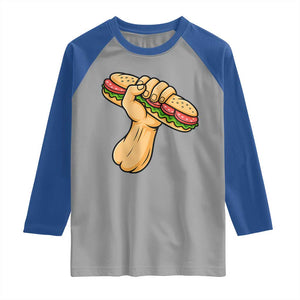 Sandwich Power Fist Raglan Shirt Sarcastic Food Revolution Political Satire TS02 Sport Gray Royal Print Your Wear