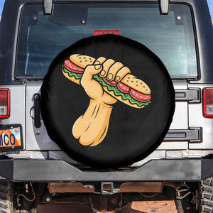 Sandwich Power Fist Spare Tire Cover Sarcastic Food Revolution Political Satire TS02 No hole Black Print Your Wear