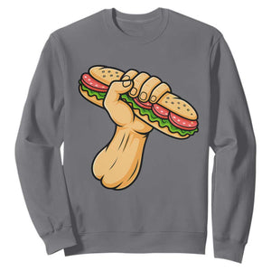 Sandwich Power Fist Sweatshirt Sarcastic Food Revolution Political Satire TS02 Charcoal Print Your Wear