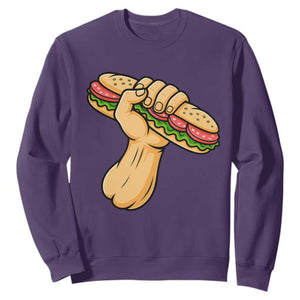 Sandwich Power Fist Sweatshirt Sarcastic Food Revolution Political Satire TS02 Purple Print Your Wear