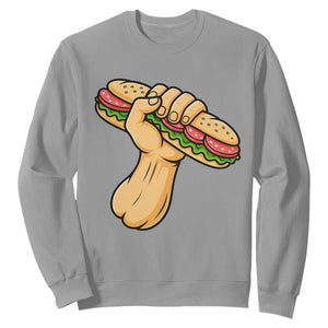 Sandwich Power Fist Sweatshirt Sarcastic Food Revolution Political Satire TS02 Sport Gray Print Your Wear