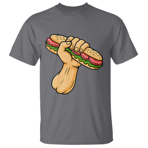 Sandwich Power Fist T Shirt Sarcastic Food Revolution Political Satire TS02 Charcoal Print Your Wear