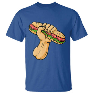 Sandwich Power Fist T Shirt Sarcastic Food Revolution Political Satire TS02 Royal Blue Print Your Wear