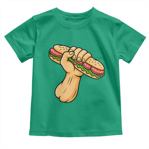 Sandwich Power Fist Toddler T Shirt Sarcastic Food Revolution Political Satire TS02 Irish Green Print Your Wear