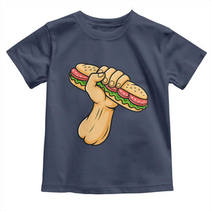 Sandwich Power Fist Toddler T Shirt Sarcastic Food Revolution Political Satire TS02 Navy Print Your Wear