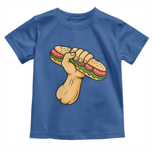 Sandwich Power Fist Toddler T Shirt Sarcastic Food Revolution Political Satire TS02 Royal Blue Print Your Wear