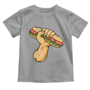 Sandwich Power Fist Toddler T Shirt Sarcastic Food Revolution Political Satire TS02 Sport Gray Print Your Wear