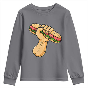 Sandwich Power Fist Youth Sweatshirt Sarcastic Food Revolution Political Satire TS02 Charcoal Print Your Wear