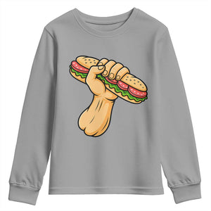 Sandwich Power Fist Youth Sweatshirt Sarcastic Food Revolution Political Satire TS02 Sport Gray Print Your Wear