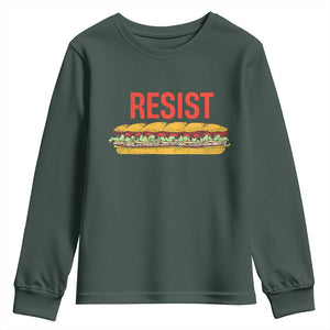 Resist Sandwich Youth Sweatshirt Sarcastic Food Revolution Political Satire TS02 Dark Forest Green Print Your Wear