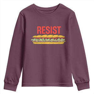 Resist Sandwich Youth Sweatshirt Sarcastic Food Revolution Political Satire TS02 Maroon Print Your Wear