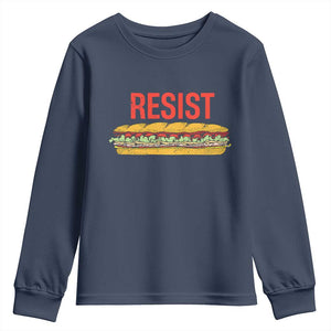 Resist Sandwich Youth Sweatshirt Sarcastic Food Revolution Political Satire TS02 Navy Print Your Wear