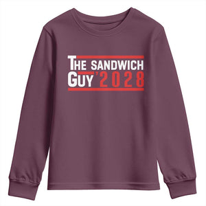 The Sandwich Guy 2028 Youth Sweatshirt Political Parody TS02 Maroon Print Your Wear