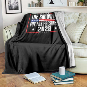 The Sandwich Guy for President 2028 Throw Blanket Funny Patriotic Campaign Parody TS02 Print Your Wear