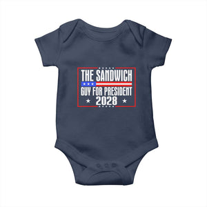 The Sandwich Guy for President 2028 Baby Onesie Funny Patriotic Campaign Parody TS02 Navy Print Your Wear