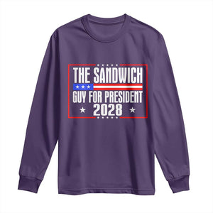 The Sandwich Guy for President 2028 Long Sleeve Shirt Funny Patriotic Campaign Parody TS02 Purple Print Your Wear