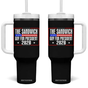 The Sandwich Guy for President 2028 Tumbler With Handle Funny Patriotic Campaign Parody TS02 One Size: 40 oz Black Print Your Wear