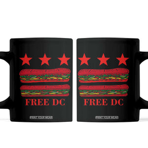 Free DC Funny Flag Parody Coffee Mug Washington DC with Baguette Sandwich Twist TS02 Black Print Your Wear