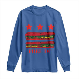 Free DC Funny Flag Parody Long Sleeve Shirt Washington DC with Baguette Sandwich Twist TS02 Royal Blue Print Your Wear