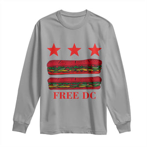 Free DC Funny Flag Parody Long Sleeve Shirt Washington DC with Baguette Sandwich Twist TS02 Sport Gray Print Your Wear