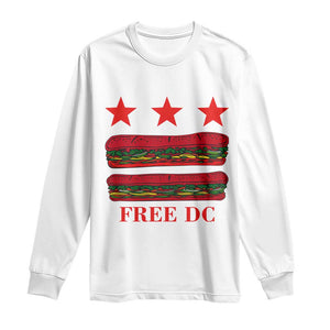 Free DC Funny Flag Parody Long Sleeve Shirt Washington DC with Baguette Sandwich Twist TS02 White Print Your Wear