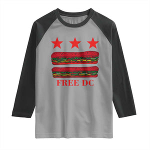 Free DC Funny Flag Parody Raglan Shirt Washington DC with Baguette Sandwich Twist TS02 Sport Gray Black Print Your Wear