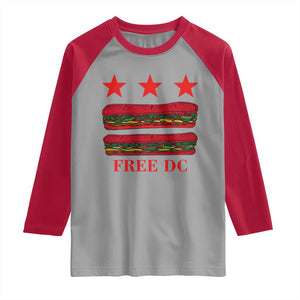 Free DC Funny Flag Parody Raglan Shirt Washington DC with Baguette Sandwich Twist TS02 Sport Gray Red Print Your Wear