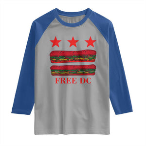Free DC Funny Flag Parody Raglan Shirt Washington DC with Baguette Sandwich Twist TS02 Sport Gray Royal Print Your Wear
