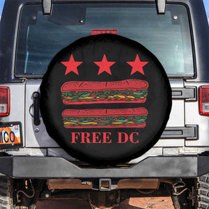 Free DC Funny Flag Parody Spare Tire Cover Washington DC with Baguette Sandwich Twist TS02 No hole Black Print Your Wear