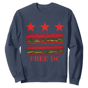 Free DC Funny Flag Parody Sweatshirt Washington DC with Baguette Sandwich Twist TS02 Navy Print Your Wear