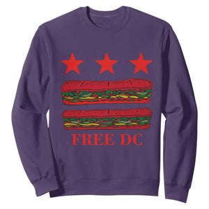 Free DC Funny Flag Parody Sweatshirt Washington DC with Baguette Sandwich Twist TS02 Purple Print Your Wear