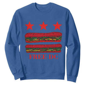 Free DC Funny Flag Parody Sweatshirt Washington DC with Baguette Sandwich Twist TS02 Royal Blue Print Your Wear