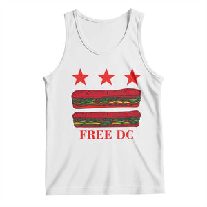 Free DC Funny Flag Parody Tank Top Washington DC with Baguette Sandwich Twist TS02 White Print Your Wear