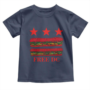 Free DC Funny Flag Parody Toddler T Shirt Washington DC with Baguette Sandwich Twist TS02 Navy Print Your Wear