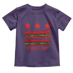 Free DC Funny Flag Parody Toddler T Shirt Washington DC with Baguette Sandwich Twist TS02 Purple Print Your Wear