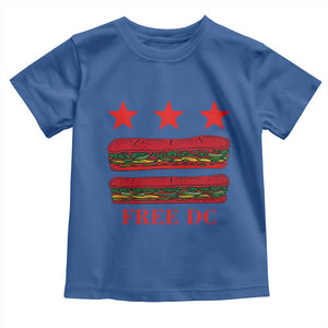 Free DC Funny Flag Parody Toddler T Shirt Washington DC with Baguette Sandwich Twist TS02 Royal Blue Print Your Wear