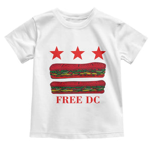 Free DC Funny Flag Parody Toddler T Shirt Washington DC with Baguette Sandwich Twist TS02 White Print Your Wear