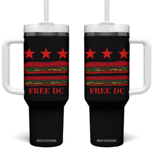 Free DC Funny Flag Parody Tumbler With Handle Washington DC with Baguette Sandwich Twist TS02 One Size: 40 oz Black Print Your Wear
