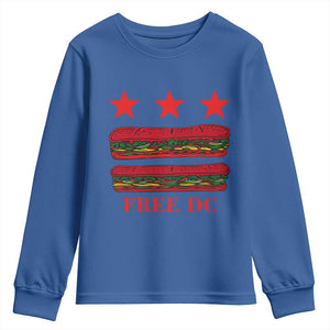 Free DC Funny Flag Parody Youth Sweatshirt Washington DC with Baguette Sandwich Twist TS02 Royal Blue Print Your Wear
