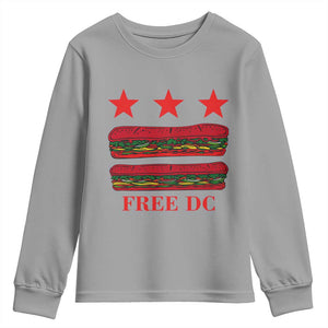 Free DC Funny Flag Parody Youth Sweatshirt Washington DC with Baguette Sandwich Twist TS02 Sport Gray Print Your Wear