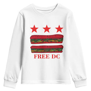 Free DC Funny Flag Parody Youth Sweatshirt Washington DC with Baguette Sandwich Twist TS02 White Print Your Wear