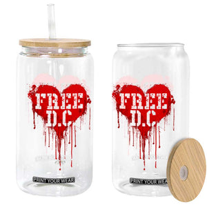 Free DC Graffiti Dripping Heart Graphic Glass Can Washington DC Pride Political Satire TS02 Print Your Wear
