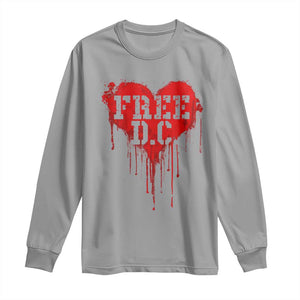 Free DC Graffiti Dripping Heart Graphic Long Sleeve Shirt Washington DC Pride Political Satire TS02 Sport Gray Print Your Wear