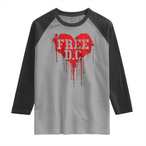 Free DC Graffiti Dripping Heart Graphic Raglan Shirt Washington DC Pride Political Satire TS02 Sport Gray Black Print Your Wear