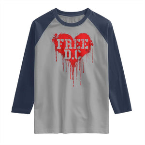Free DC Graffiti Dripping Heart Graphic Raglan Shirt Washington DC Pride Political Satire TS02 Sport Gray Navy Print Your Wear