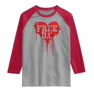 Free DC Graffiti Dripping Heart Graphic Raglan Shirt Washington DC Pride Political Satire TS02 Sport Gray Red Print Your Wear