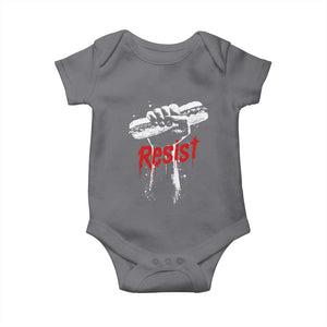 Resist with Sandwich Power Baby Onesie Funny Food Rebellion Political Satire TS02 Charcoal Print Your Wear